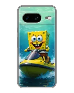 Чохол для Google Pixel 8 з картинкою «Спанч Боб на гідроциклі»