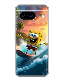 Чехол для Google Pixel 8 с картинкой «Губка Боб серфингист»