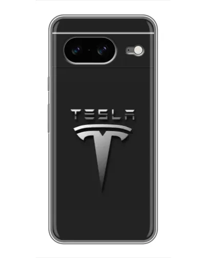 Чехол для Google Pixel 8 с картинкой «Стальной логотип Tesla»