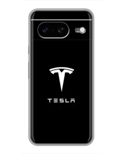 Чехол для Google Pixel 8 с картинкой «Tesla White Logo»