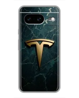 Чехол для Google Pixel 8 с картинкой «Мраморная Tesla Gold»