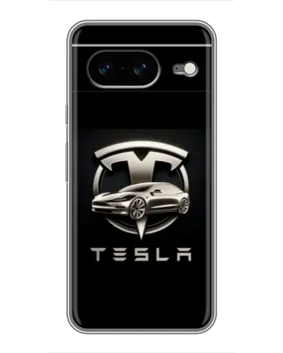 Чехол для Google Pixel 8 с картинкой «Tesla — серебристое авто»
