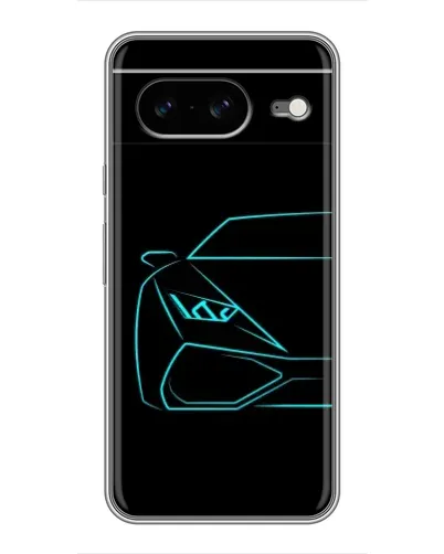 Чехол для Google Pixel 8 с картинкой «Голубой силуэт Lamborghini»
