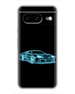 Чехол для Google Pixel 8 с картинкой «Неоновый контур Lamborghini»