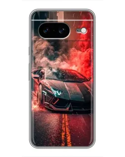 Чехол для Google Pixel 8 с картинкой «Lamborghini красный дым»