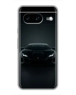 Чехол для Google Pixel 8 с картинкой «Черный Lamborghini Aventador»