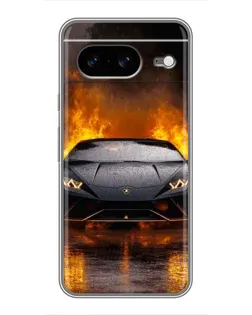 Чехол для Google Pixel 8 с картинкой «Lamborghini в огне»