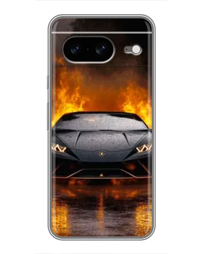 Чехол для Google Pixel 8 с картинкой «Lamborghini в огне»