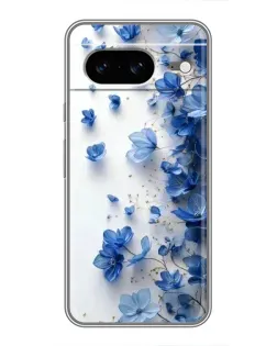 Чехол для Google Pixel 8 с картинкой «Голубой цветочный каскад»