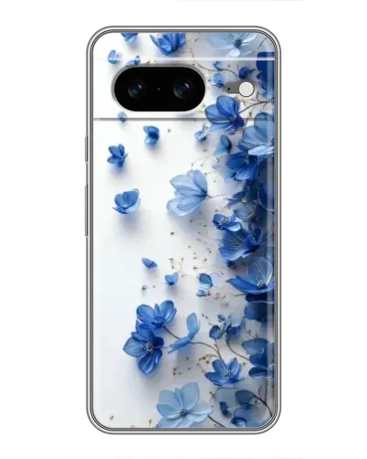 Чехол для Google Pixel 8 с картинкой «Голубой цветочный каскад»