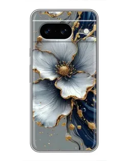 Чехол для Google Pixel 8 с картинкой «Белый цветок и золотой флюид»
