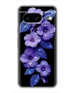 Чохол для Google Pixel 8 з картинкою «Фіолетові квіти з росою»
