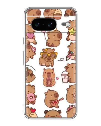 Чехол для Google Pixel 8 с картинкой «Стикерпак с капибарами»