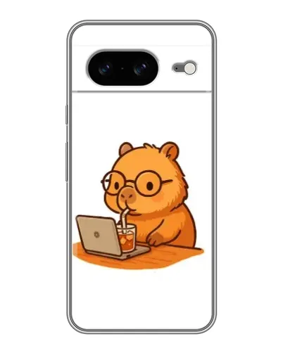 Чехол для Google Pixel 8 с картинкой «Капибара с ноутбуком»