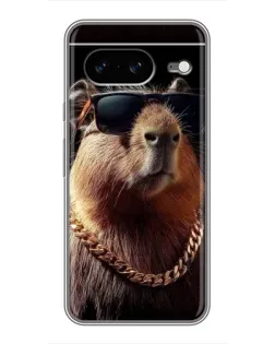 Чехол для Google Pixel 8 с картинкой «Капибара золотая цепь»