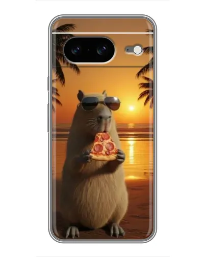 Чехол для Google Pixel 8 с картинкой «Капибара с пиццей»