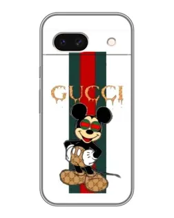 Чехол для Google Pixel 8A с картинкой «Микки Маус Gucci — полосы»