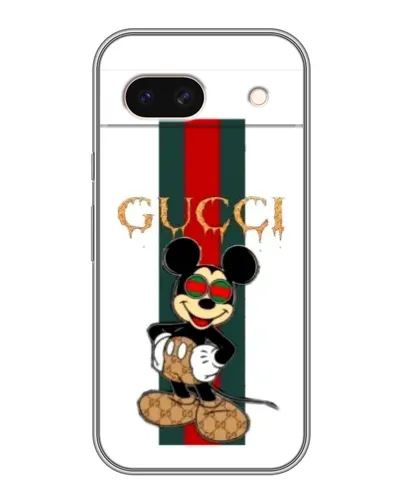Чехол для Google Pixel 8A с картинкой «Микки Маус Gucci — полосы»