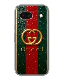 Чехол для Google Pixel 8A с картинкой «Gucci — фирменная полоса и золото»