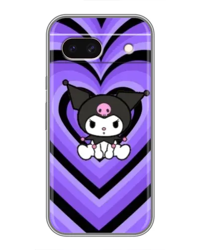 Чохол для Google Pixel 8A з картинкою «Kuromi та фіолетові серця»