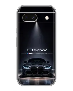 Чехол для Google Pixel 8A с картинкой «BMW сквозь ночной город»
