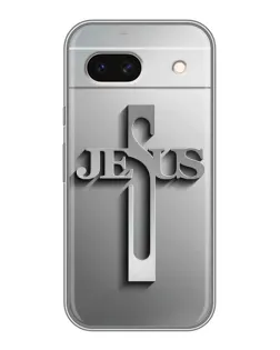Чехол для Google Pixel 8A с картинкой «Металлический крест Jesus»