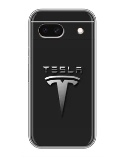 Чохол для Google Pixel 8A з картинкою «Сталевий логотип Tesla»
