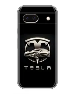 Чохол для Google Pixel 8A з картинкою «Tesla — срібне авто»