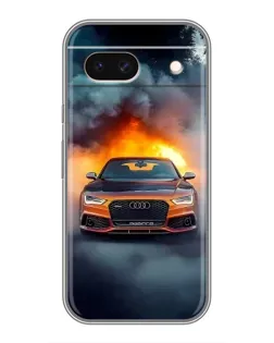 Чехол для Google Pixel 8A с картинкой «Audi в огненном дыму»