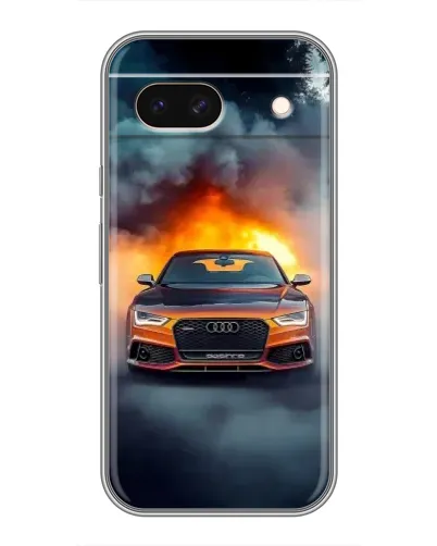 Чехол для Google Pixel 8A с картинкой «Audi в огненном дыму»