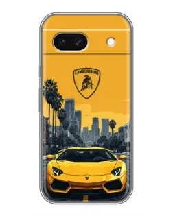 Чохол для Google Pixel 8A з картинкою «Жовтий Lamborghini місто»