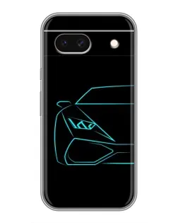 Чохол для Google Pixel 8A з картинкою «Блакитний силует Lamborghini»