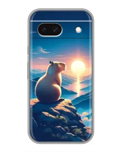 Чохол для Google Pixel 8A з картинкою «Захід сонця з капібарою»