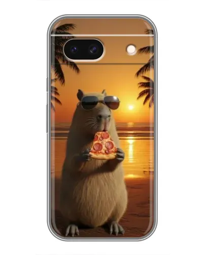 Чохол для Google Pixel 8A з картинкою «Капібара з піцою»