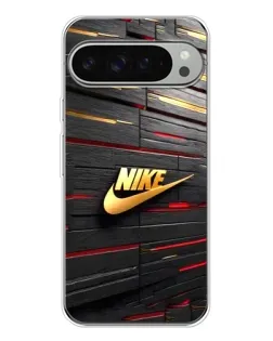 Чехол для Google Pixel 9 Pro XL с картинкой «Золотой Nike на металле»