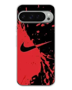Чехол для Google Pixel 9 Pro XL с картинкой «Красные брызги Nike»