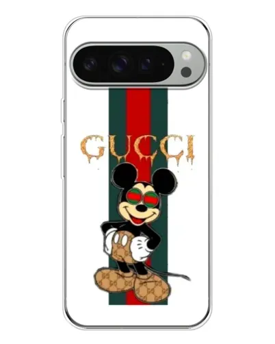 Чехол для Google Pixel 9 Pro XL с картинкой «Микки Маус Gucci — полосы»