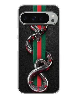 Чехол для Google Pixel 9 Pro XL с картинкой «Gucci — змея на полосе»