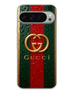 Чехол для Google Pixel 9 Pro XL с картинкой «Gucci — фирменная полоса и золото»