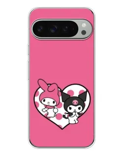 Чехол для Google Pixel 9 Pro XL с картинкой «Kuromi и My Melody»