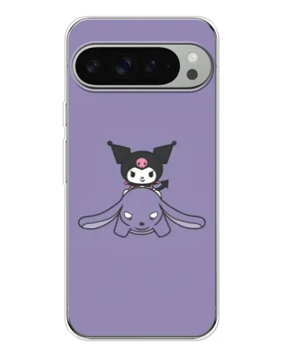 Чехол для Google Pixel 9 Pro XL с картинкой «Kuromi на лиловом фоне»