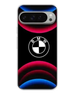 Чехол для Google Pixel 9 Pro XL с картинкой «Логотип BMW и неоновые дуги»