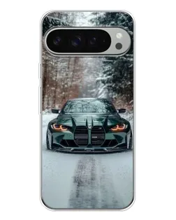 Чехол для Google Pixel 9 Pro XL с картинкой «BMW в зимнем лесу»