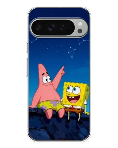 Чохол для Google Pixel 9 Pro XL з картинкою «Губка Боб та Патрік вночі»