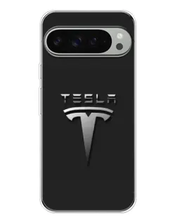 Чохол для Google Pixel 9 Pro XL з картинкою «Сталевий логотип Tesla»