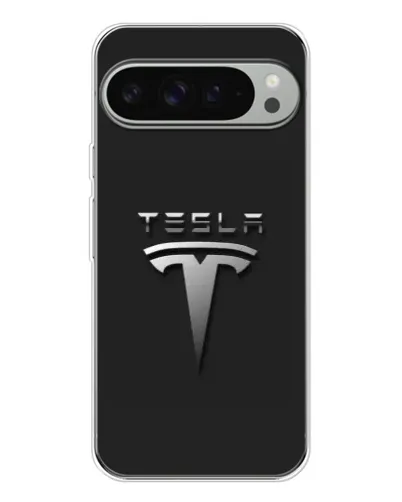 Чохол для Google Pixel 9 Pro XL з картинкою «Сталевий логотип Tesla»