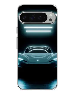 Чохол для Google Pixel 9 Pro XL з картинкою «Tesla в неоні»