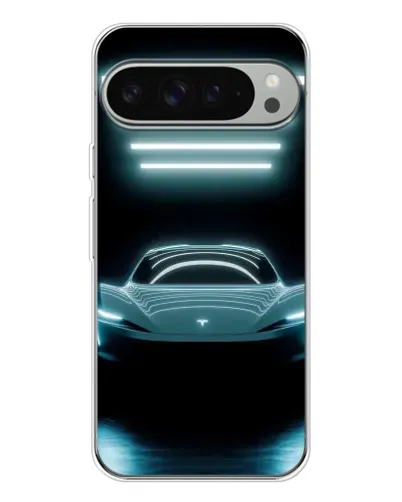 Чохол для Google Pixel 9 Pro XL з картинкою «Tesla в неоні»