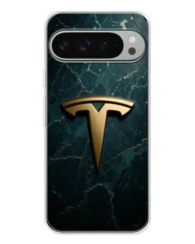 Чохол для Google Pixel 9 Pro XL з картинкою «Мармурова Tesla Gold»