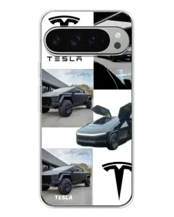 Чохол для Google Pixel 9 Pro XL з картинкою «Колаж Cybertruck Tesla»